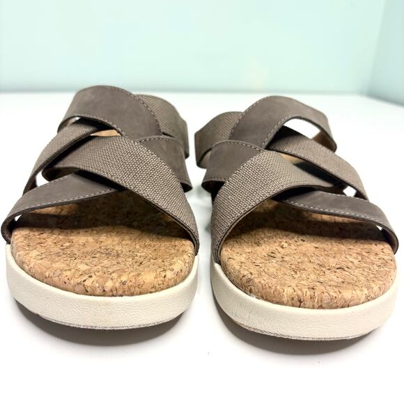 Keen Elle Mixed Slide Leather, Canvas Platform Slide Sandal 10.5 - Picture 2 of 8
